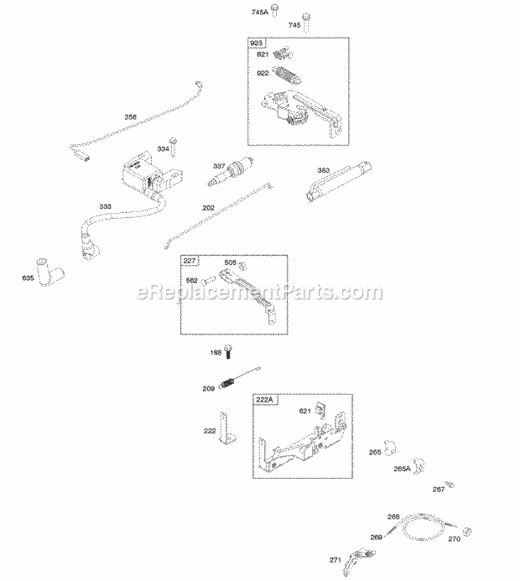 Armature Controls Electrical System Governor Spring Ignition Spark Plug Diagram and Parts List for 09P602-0015-H1  Briggs and Stratton Engine
